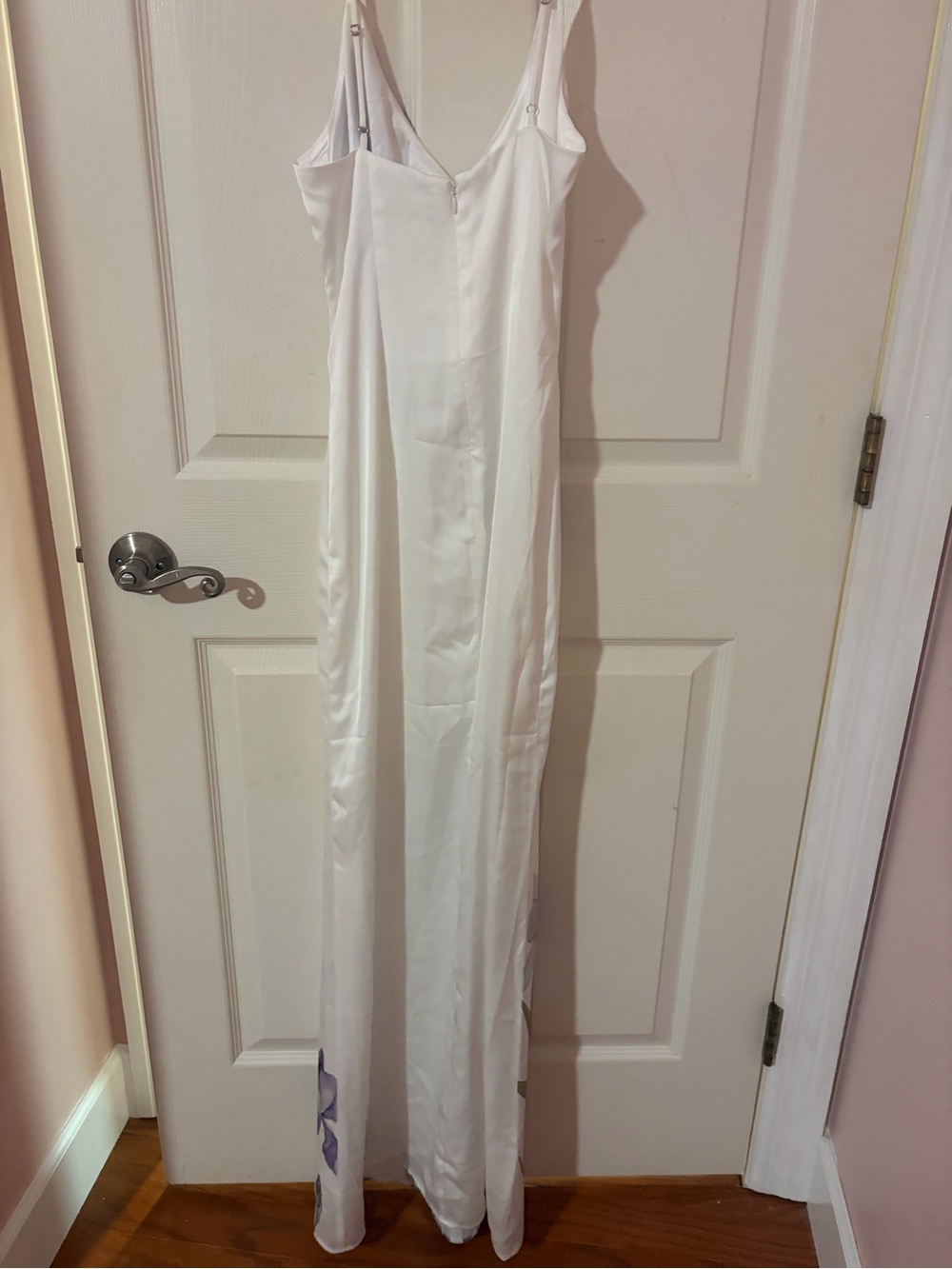 JW PEI Ivory Satin Slip Dress - Iris Print - Picture 7 of 7